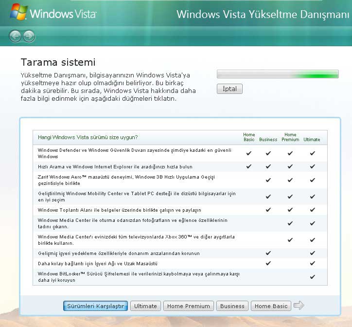 Windows Vista Yükseltme Danışmanı